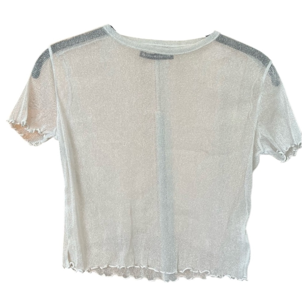 Brandy Melville Sheer White Short Sleeve Crop Top